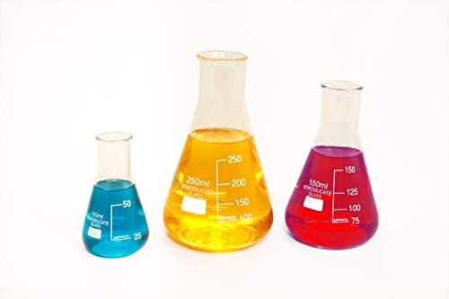 (Pk/3) Borosilicate Low Form Glass Erlenmeyer Flasks, 50/150/250