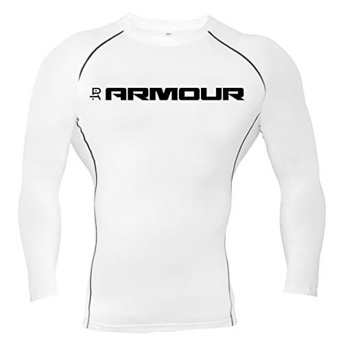 Raw Armour unisex long sleeve running &amp; exercise compression base layer top (White, Large)