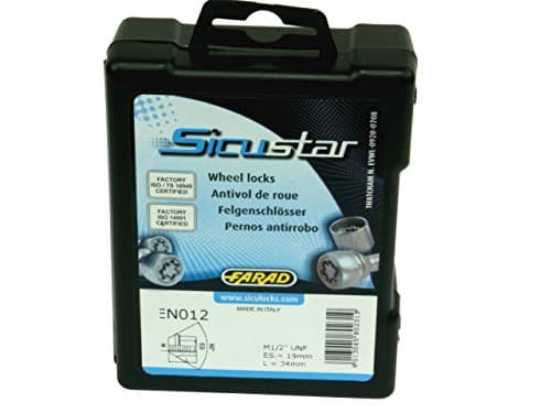 1 Set SICU Star Black Rim Locks Anti-Theft Thread M12 x 1.5 28 mm SW17 Ball and Adaptor by Farad/Wheel Locks/Farad/Set/Made in Italy/Alloy/Steel Wheel Rims/SW 17/Steel/Kebu/BMW/Mercedes/Opel/Renault/VOLKSWAGEN Series 3/5 Series/7 Series/A Class/B Class/C Class/CLK/SLK E Class/Corsa/Tigra/Vectra/Signum/Omega/Agila/Astra/Megane/Laguna/Passat/Jetta/Scirocco/Golf/Polo/Seave/Rims/Black