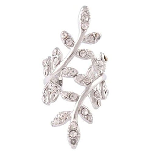 Cute Silver & Crystal Leaf Wrap Around/Clip on Ear Cuff Latest Celeb Trend 2014