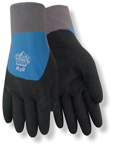 RED STEER A323-L Chilly Grip H2O Waterproof Thermal-Lined Full-Fingered Work & General Purpose Gloves, Nitrile Overdip Coating, Blue/Black, Large
