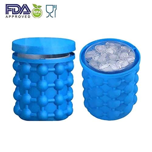 Ice Genie Cube Maker Ice Ball Maker Ice Bucket with Lid Silicone Revolutionary Save Space Kitchen Tools &amp; Ice Cream Tubs Drink Holder Bottles
