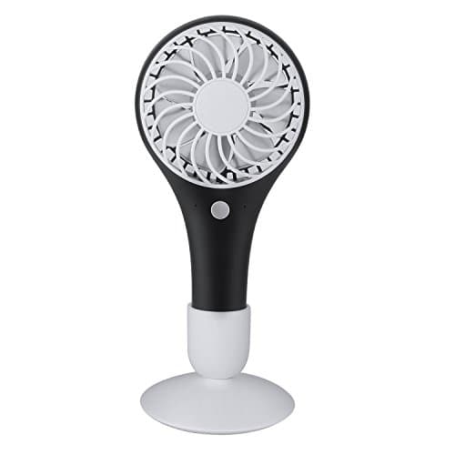 Hltd Portable Handheld Fan 2 Modes Mini USB Cooling Fan with LED Emergency Light & Pedestal,Personal Handle Desktop Fans for Home and Travel (Black)