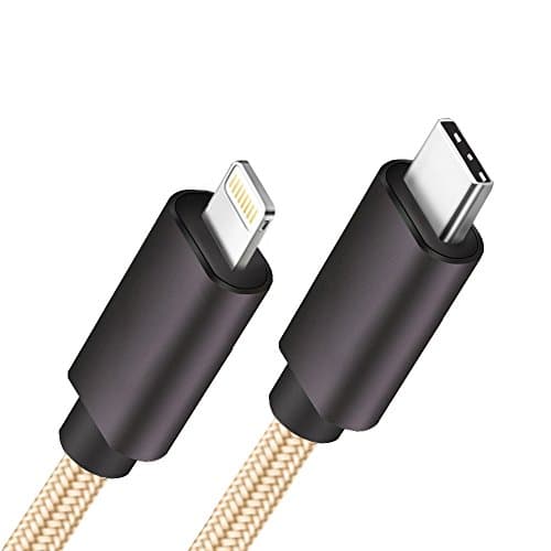USB C to Lightning Cable Fast Charging for iPhone X/8/7/6/6s Plus/SE/5s/5, iPad, Macbook Pro, Google Pixel 2 XL, ChromeBook (1m, gold)