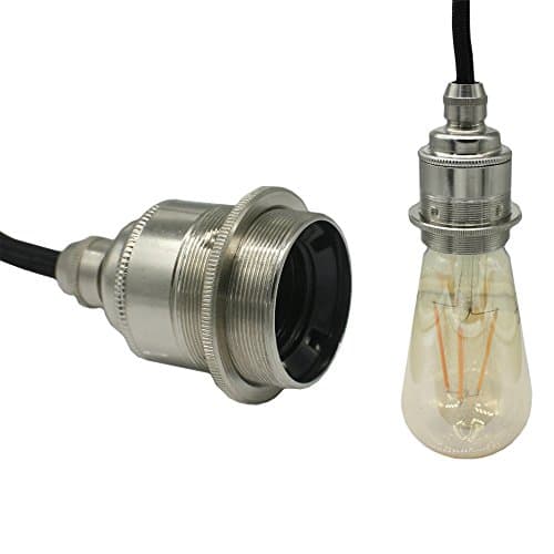 E27 Socket Metal, High-Quality Retro Style Antique Brass Lamp Holder Retro Setting for Pendants and Pendant Light Silver