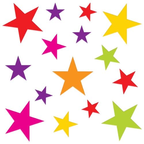 Gel Art Glitter Stars Window Decorations - Medium sized pack of 3D Printed Gels that stick to windows & mirrors etc