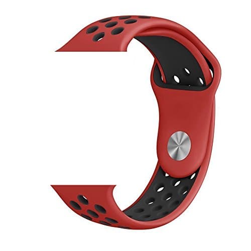 For Apple Watch Sport Band, Soft Silicone Quick Release Replacement Strap for Apple iWatch Series 1 Series 2 ZONEYILA (M/L 42mm, Red+Black)