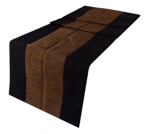 Table Runner Thai Silk &amp; Cotton - Black &amp; Brown