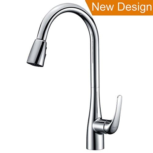 Delle Rosa New Kitchen Tap Contemporary Single Handle Brass Pull Out and Pull Down Kitchen Sink Tap Chrome