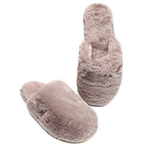 Women's Memory Foam Flip Flops - Shock Absorption Anti-slip Keep Warm Cotton Indoor Plush Spa Slippers - Ultra Soft Closed - toed Bedroom Indoor Winter Slippers (4UK /22.5CM, Gray-purple)…