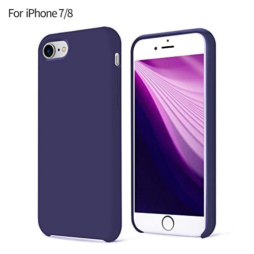 CANI iPhone 7 Case, iPhone 8 Silicone Cover Matte Gel Rubber Case Support Wireless Charging for iPhone 7/8 Navy Blue