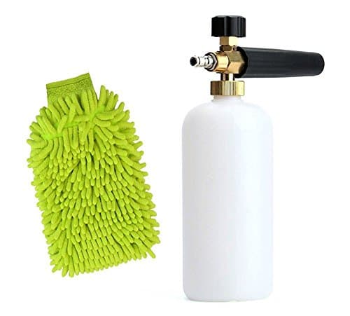 Rise Long 1/4" Quick Connector Adjustable Pressure Washer Car Wash Snow Foam Lance, Foam Cannon with Wash Mitt (Bottle/Mitt)