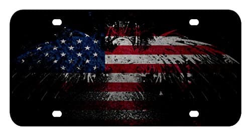 L169 AMERICAN FLAG EAGLE License Plate Front Custom Novelty Tag Vanity Frame Holder Wrap Wraps by Sign Factory