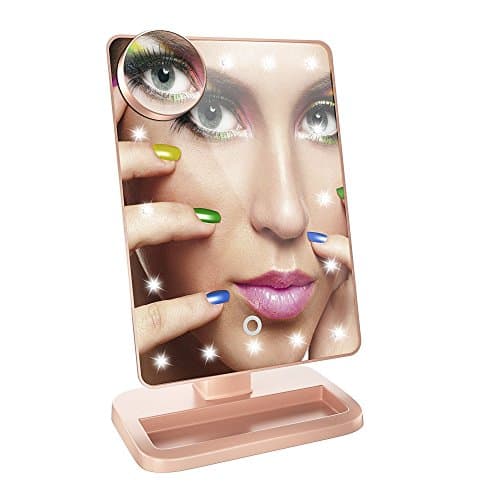 LED Makeup Mirror 10X Magnify Light up with Bluetooth Audio+Speaker +USB Charger (Rosegold)