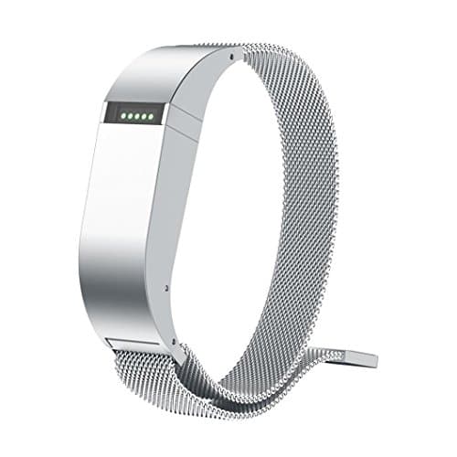 Covermason For Fitbit Flex Strap Bands, Milanese Magnetic Loop Stainless Steel Smart Watch Band Rose Gold Silver Colourful .Fits For (5.51-8.46inches) (Silver)