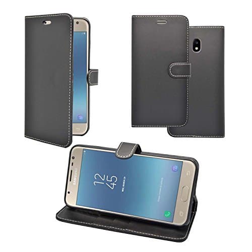 Mobile Phone Case Cover Compatible For Galaxy J3 2017 Wallet Flip Stand Card Slot PU Leather Magnetic Closure Case Cover In Black
