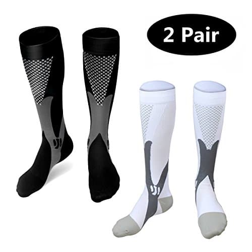 Dargon Eight Compression Socks Graduated 20-30 mmhg 2 Pairs For Nurses Cycling Runners Fitness Weight Lifting Maternity Teachers For Men and Women (L/XL)