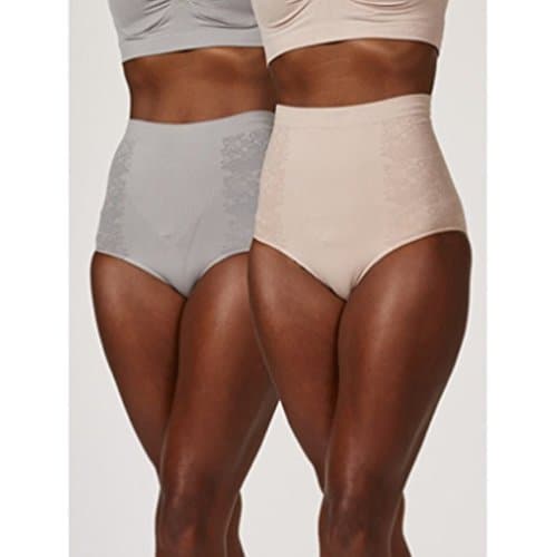 Vercella Vita Medium Control Lace Pattern High Waist Briefs Pack Of 2 (Small, UK 8-10, Silver Grey/Sandalwood)