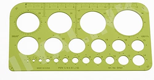 CIRCLES TECHNICAL DRAWING CIRCULAR SHAPES STENCIL TEMPLATE-SIZE 1 - 36mm - SR-22