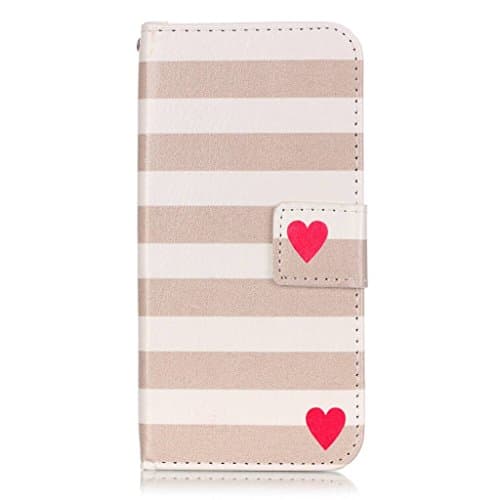 Uming® Multi Print Pattern Colorful Holster Cover Case ( Striped Love - for IPhone7Plus IPhone 7Plus ) Artificial-leather Flip with Bracket Stander Holder Credit Card Slot Wallet Hasp Magnet Button Shell Protective Mobile Cellphone Cover Bag