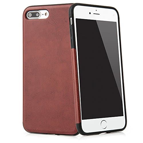 Case for iPhone 8 Plus (5.5") Thin fit cover imitation leather case for Apple iPhone 8 Plus, brown protective cover with soft feel coating by QUADOCTA® - Ideal protection for iPhone8Plus