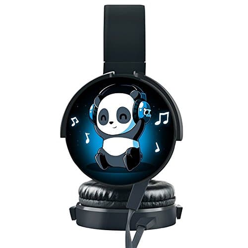KOSUNG Personalized Wired Headset, Customized Music Panda Ear Stereo Headphone with Soft Earmuffs Hands-free Phone Calls Compatible with iPhone /Smartphones/ PC / iPad /Laptop etc.