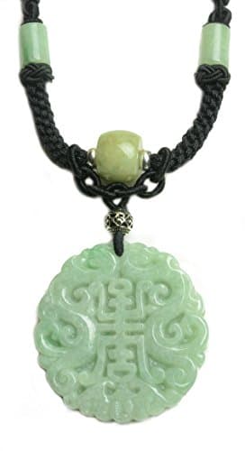 Imperial Twin Dragon Grade A Green Jade Amulet Fortune Script Necklace-Fortune Jade Jewelry