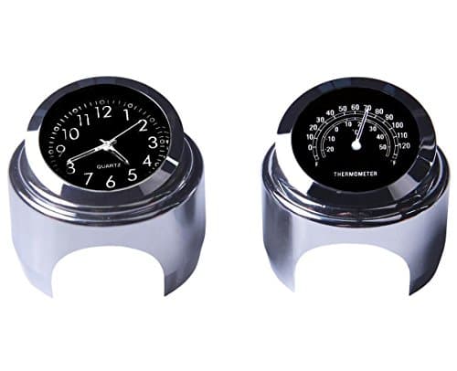 Motorcycle Handlebar Clock &amp; Thermometer 7/8 Inch Universal Waterproof Motorcycle Handlebar Clock Yamaha Kawasaki Honda Suzuki Harley Davidson (white) [Energy Class A++] [Energy Class A++] (Black)