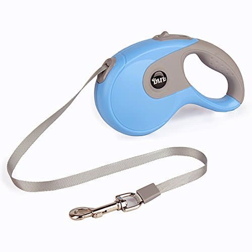 DogJog Retractable Dog Leash, Hand Grip, One Button Break &amp; Lock, Strong Portable Secure Pet Lead Cord for Small and Medium-sized Dogs 16FT Long, Dog Waste Bags Included (Large, Blue)