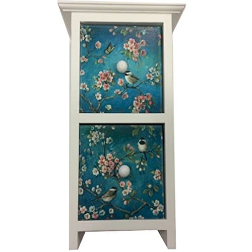 Shabby Chic Rectangular Two Drawer Mini Chest of Birds and Blossom