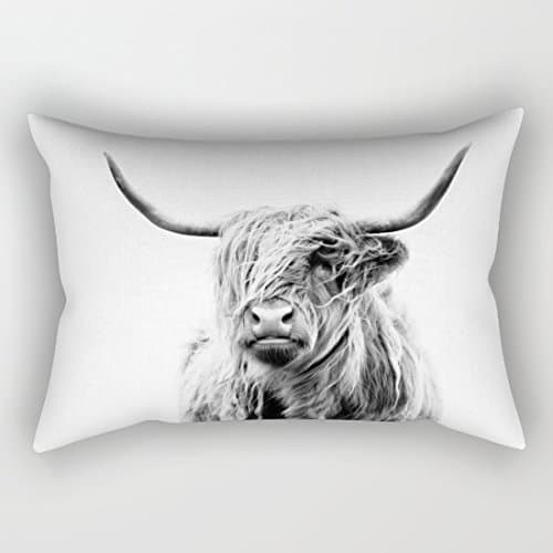 White Portrait Cow Rectangular Cushion Covers Pillow Cases Decorative Cushions 12 x 20 inches for Sofa