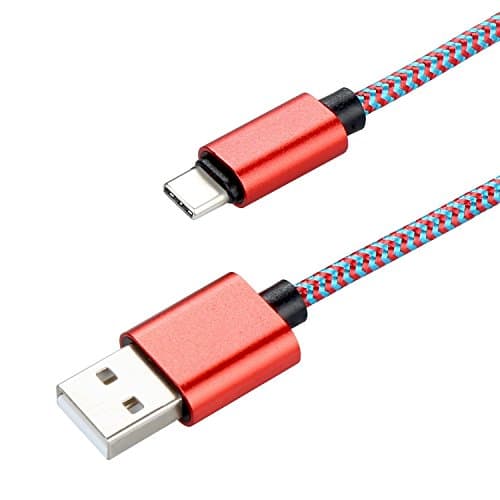 APUXON USB-C to USB Cord [2-Pack 2m] , Nylon Braided Type C Charger Cable with 56k ohm Resistor for USB Type-C Devices