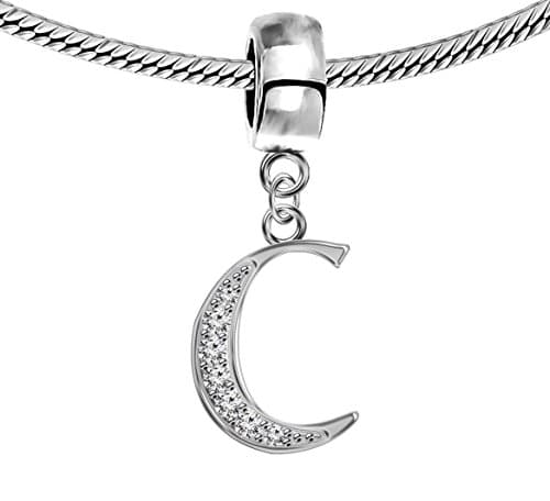 Silver Initial Charms Letters A-Z Alphabet Beads- AAA+ Crystals- Fits All European Bracelets and Necklaces- Packed in a Lovely Velvet Bag.