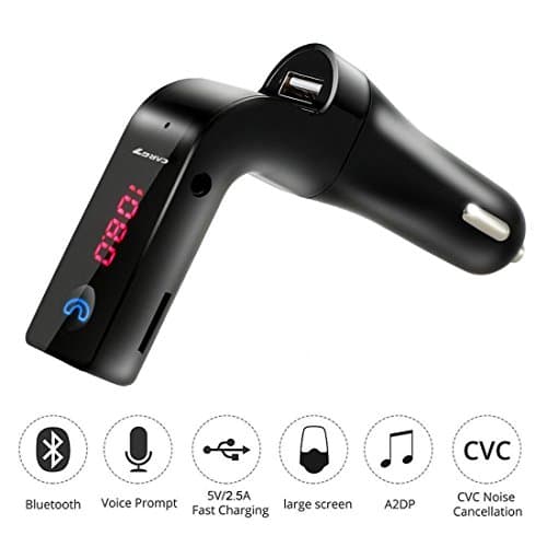 FM Transmitter, Wireless Bluetooth Car Kit Charger with Mic/TF Card/USB Drive/AUX Play Hands-free calls, Smart USB Charging for iPhone, iPad, Samsung Galaxy and Other Android Phones- (Black) TIANSHILI