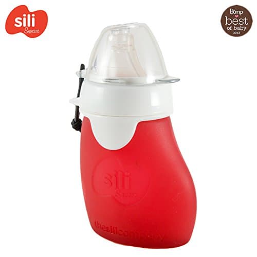 Sili Squeeze – 60ml (Open) Nozzle (Apple Red) – Quetschb Silicone Reusable Quetschie Bags to Fill Yourself, BPA, PVC And Phthalate Free. Suitable for Infants and Toddlers