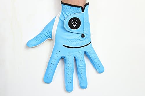 Cabretta Leather Golf Glove by Golf Snake (Neon Blue, Medium)