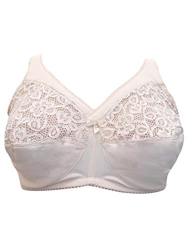 Plus Size Minimiser Bra Floral Lace Non Wired Full Cup Natural 44-54 E-H