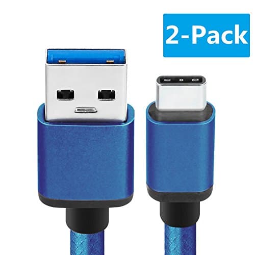 Samsung Galaxy Note8 Type C Cable, CeeOne 2-Pack 6.6ft / 2m USB 3.1 Type C Super speed Nylon Braided USB C Charger Cable Cord for Galaxy Note 8 / S8 / S8 Plus, LG G5 / G6, Nokia 8 / 9, Google Pixel / Pixel2 XL, Nexus 5X / 6P, Huawei P9 / P10, Mate 9 / Mate 10, OnePlus 2 / 3 / 5 / 5T and More (6.6ft / 2m, Blue)