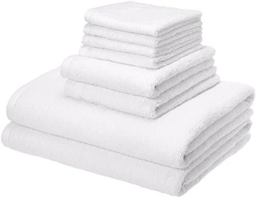 AmazonBasics Quick-Dry Towels - 100% Cotton - 400 GSM - Pack of 8, White
