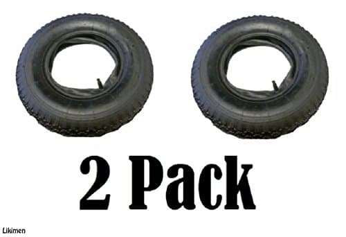 2 X 4.80 4.00 - 8 Tyre &amp; Innertube Inner Tube Wheel Wheelbarrow Bent Valve