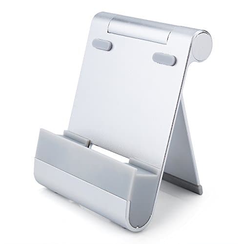 MOBOREST Multi-Angle Aluminum Stand for Tablets, ereaders and Smartphones, Compatible with iPhone, iPad, Samsung Galaxy / Tab, Google Nexus, OnePlus and More (Silver)
