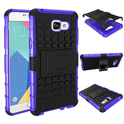 Samsung Galaxy A5 2016 (A510) Two-Piece Shock Proof Defender Case + LCD Screen Protector (PURPLE SHOCKPROOF)