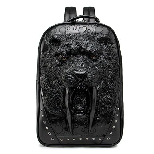 Men's Shoulder Bag Big Backpack 3D Shape Swordsmanship Rivet Cool,Black-OneSize