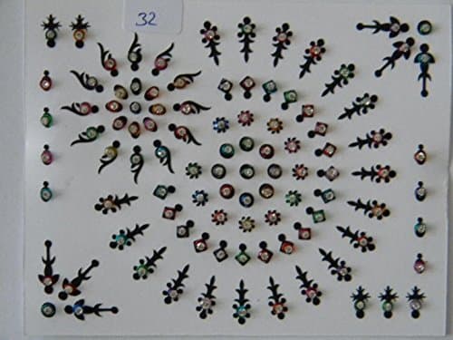 100+ Approx (1 Pack) Colourful Crystal Diamanté Bindi Multi Pack - Stick On Temporary Body Art Tattoo Jewel for Bollywood Party Prom Wedding Style 32
