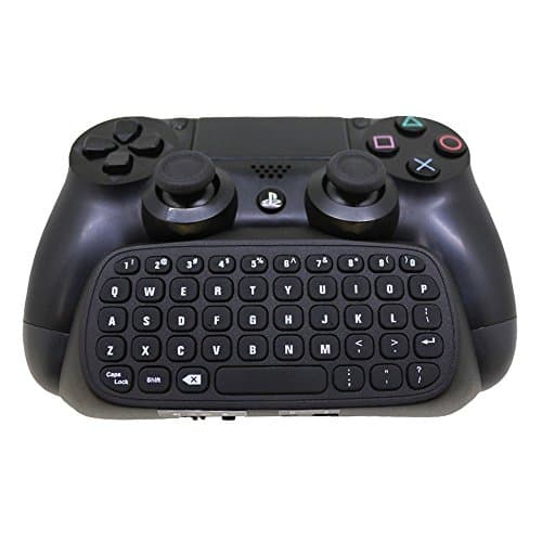 PS4 Keyboard,2016 [New Version] 3.5mm Plug Black Mini 2.4G Wireless Online Gaming Live Chat Message Gamepad for PS4 Controller,Sent Cleaning Cloth
