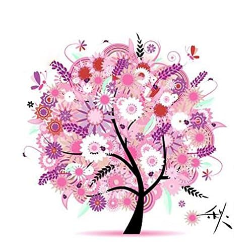 Aohro DIY Handmade Needlework Counted Cross Stitch Kit Embroidery Set Autumn Season Beautiful Tree Pattern 45 * 45cm Home Decoration(Silk Thread)