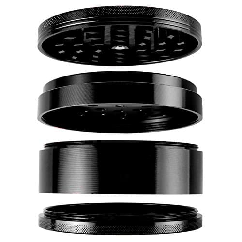 Shtriker Herb Grinder Large 2.5" 63 mm 4 Piece Spice Grinder (Black)