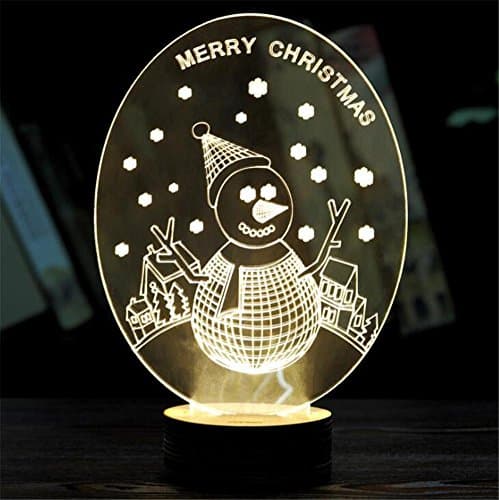 SIRIUS HEART Creative Night Light 3D Stereo, Visual Lights, Snowman, Warm White, Socket Power Supply, Gifts Christmas Lights Romantic Gifts