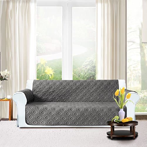 Sunrise Bedding Sofa Protector Throw (Grey, (Three Seater ( 280 x 179 CM )) 110" width x 70" length Anti -Skid Water Resistant Furniture Protector Machine Washable Slip Cover Sofa Covers 1/2/3 Seater Also Suitable For Pets and Kids