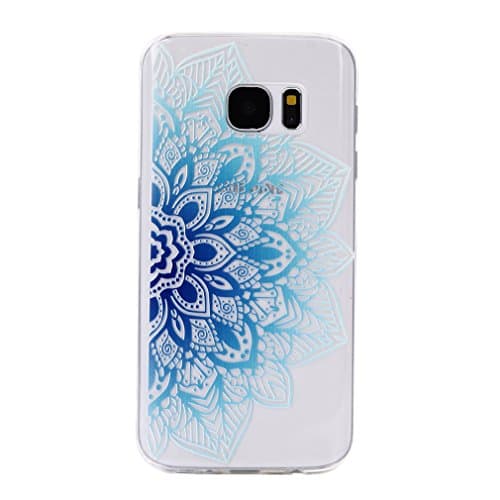 Samsung Galaxy S7 Edge Case, YHcase Accessory Ultra Thin Transparent Clear Soft Gel TPU Silicone Case Cover for Samsung Galaxy S7 Edge-Blue Flower